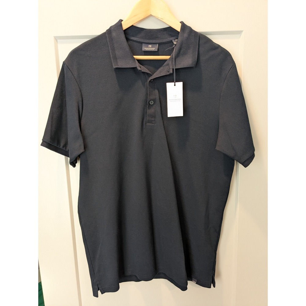 NWT Scotch Soda Men'sNavy Short Sleeve Polo Shirt Size L